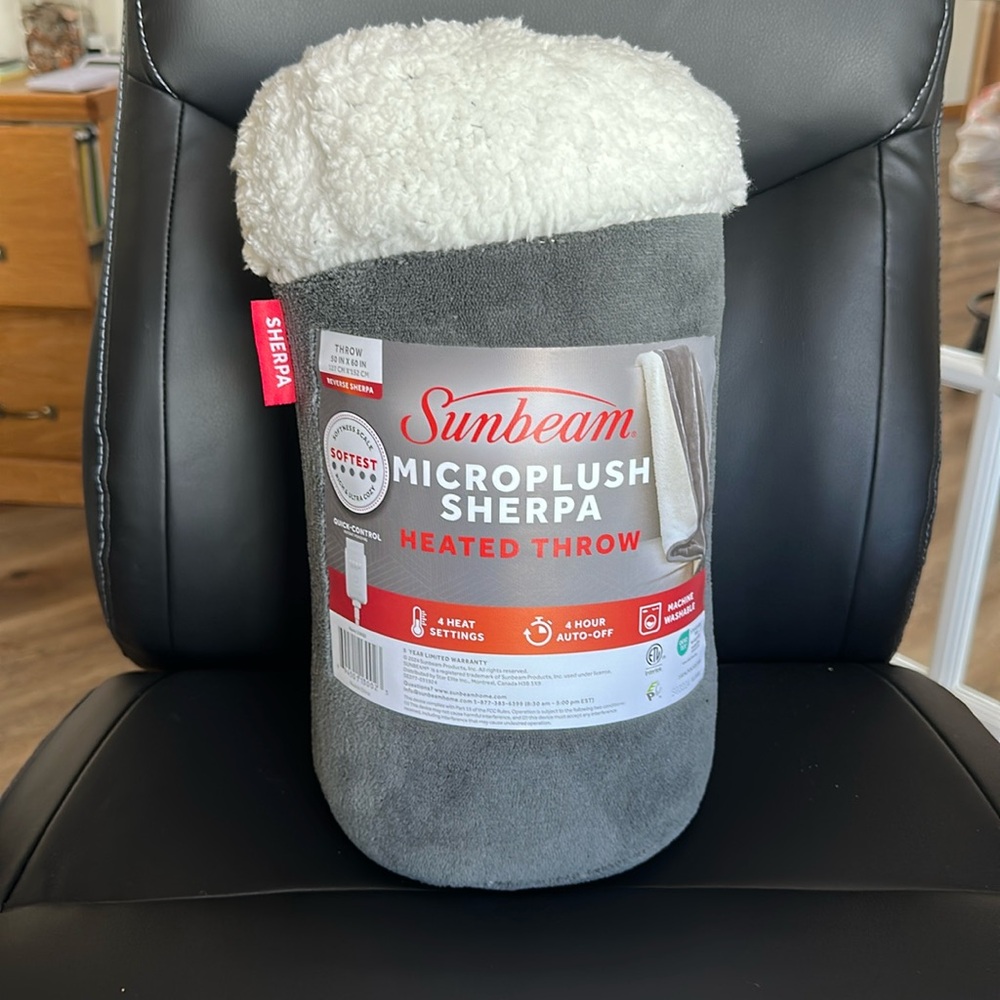 Heated Throw Sunbeam Microplush Sherpa